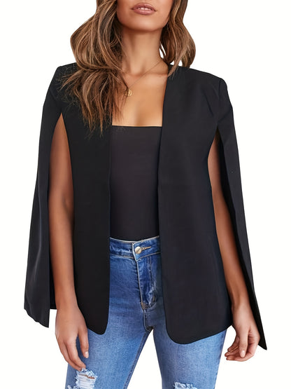 Blazer Feminino Bege Leve – Casual & Elegante com Mangas Fendas, Sem Fecho