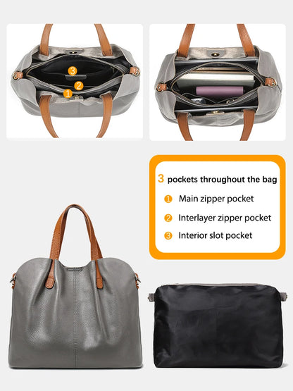 Bolsa Tote Feminina em Couro Legítimo – Zency com Detalhe Ruched