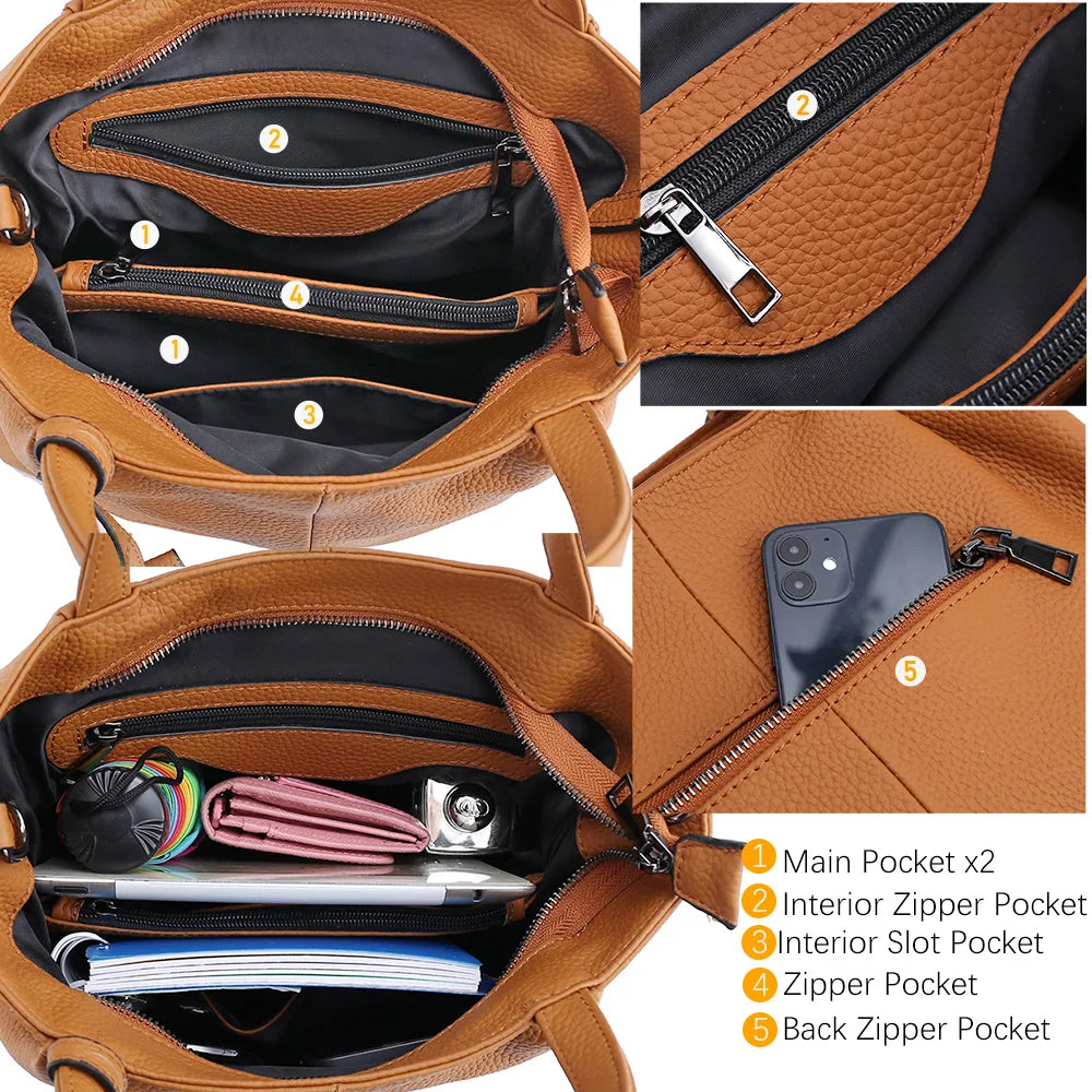 Bolsa Zency em Couro Legítimo Soft – Shopper, Crossbody & Bucket Tote