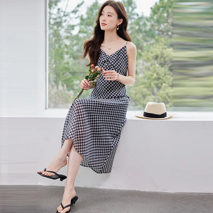 Backless Midi Dress – Silk Elegance & Thin Straps