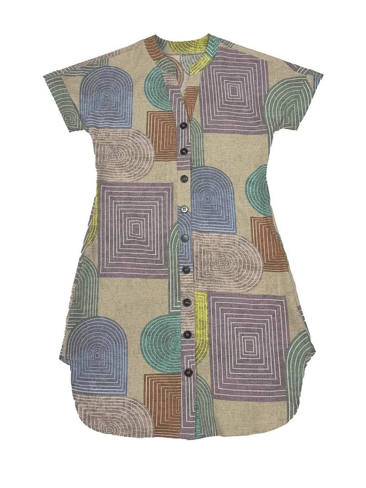 Vestido Summer Geo – Elegância & Movimento