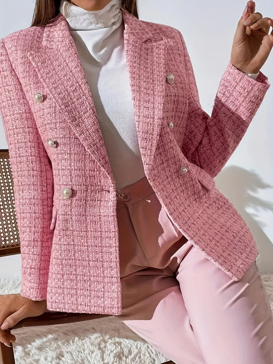 Nouvelle veste de costume croisée à carreaux, vêtement de travail élégant à motif à carreaux, vêtement d'extérieur formel pour environnements professionnels