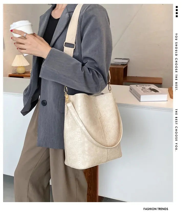 Women's Textured Croco Bag – Large Crossbody &amp; Shoulder Bag