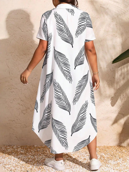 Vestido Leaf Comfort – Conforto & Estilo Plus Size