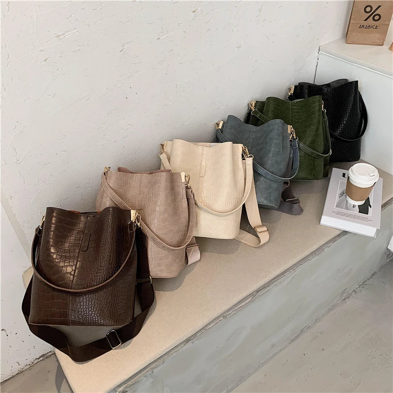 Women's Textured Croco Bag – Large Crossbody &amp; Shoulder Bag