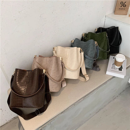 Women's Textured Croco Bag – Large Crossbody &amp; Shoulder Bag