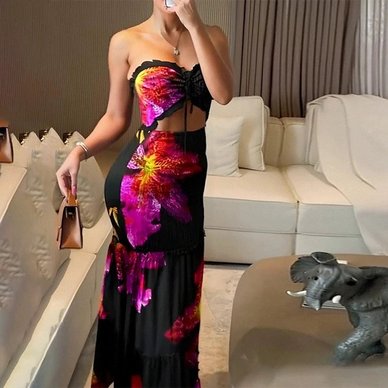 Vestido Halter Floral – Feminilidade com Movimento