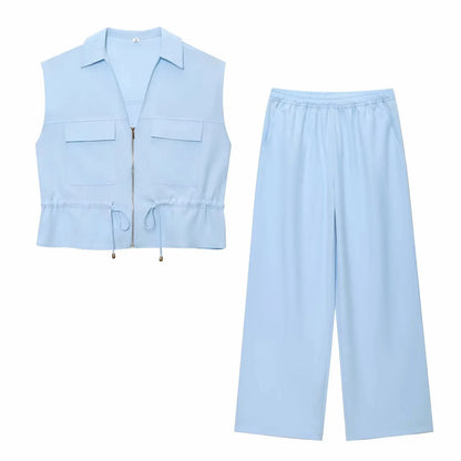 Conjunto Feminino 2 Peças Safari – Top Estilo & Calça Cintura Elástica
