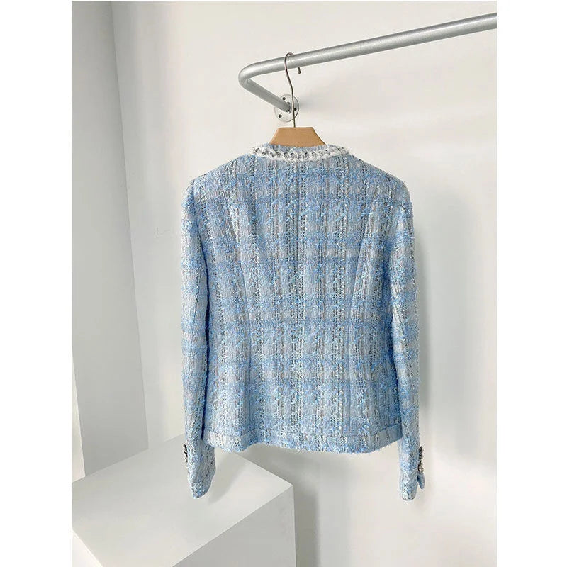 Checkered Tweed Blazer – Elegant Tailoring