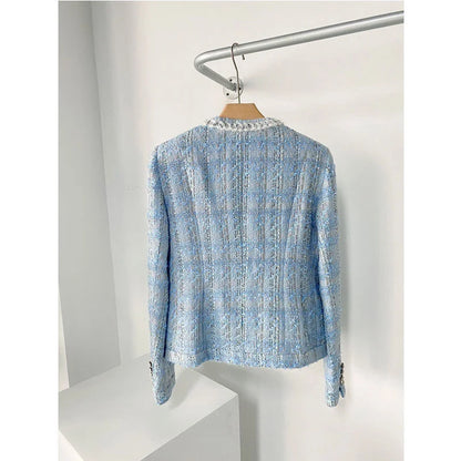 Checkered Tweed Blazer – Elegant Tailoring