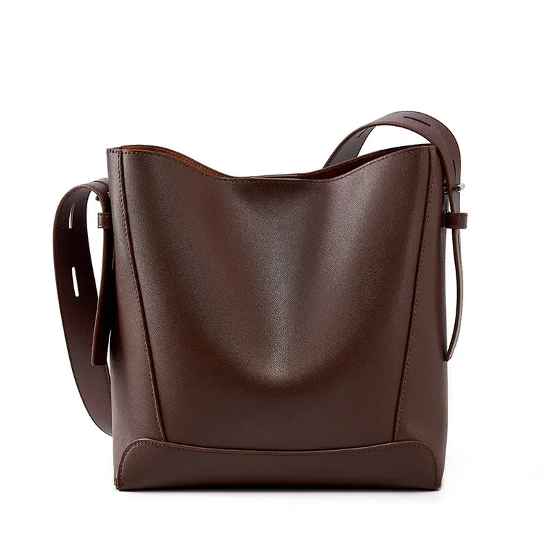 Bolsa Feminina Shoulder em Couro Legítimo – Grande Capacidade
