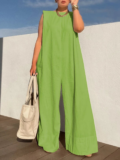 Women's Sleeveless Loose-Fit Jumpsuit – Casual Chic Style