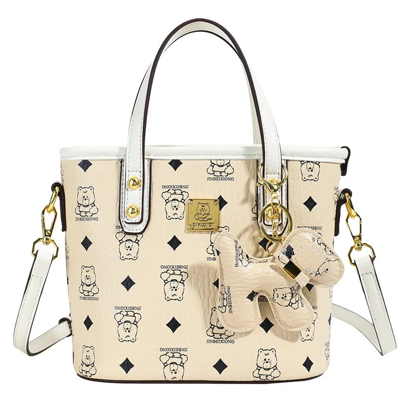 Bolsa Feminina Bucket Estampada 2025 – Tote & Transversal Versátil para Dia e Noite