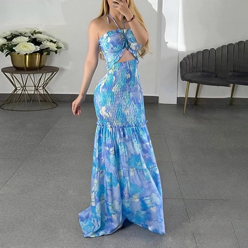 Vestido Halter Floral – Feminilidade com Movimento