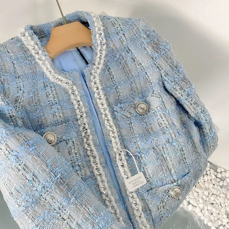 Checkered Tweed Blazer – Elegant Tailoring