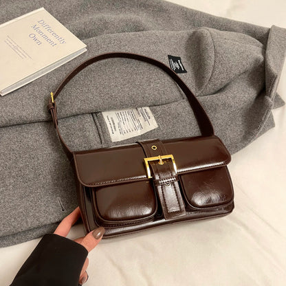 Conjunto 2 Peças Pouch & Clutch – Vintage PU Leather com Corrente para Ombro/Transversal