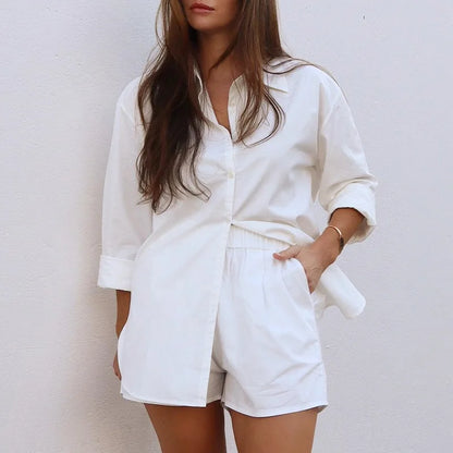 Conjunto Linho-Algodão Travel – Camisa Manga Longa & Shorts