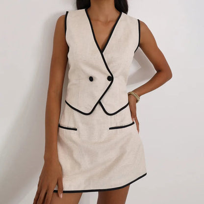 Women's Summer Set – V-Neck Vest & Elegant Shorts