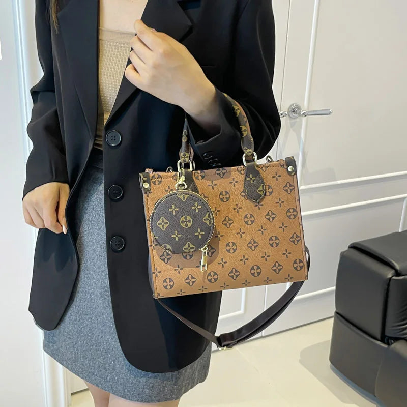 Bolsa Feminina Tote Estampada de Grande Capacidade – Bucket/Shoulder Versátil para o Trabalho e Cotidiano