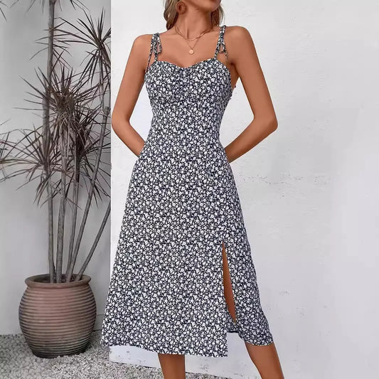 Vestido Maxi Estampado Backless – Elegância Casual de Verão