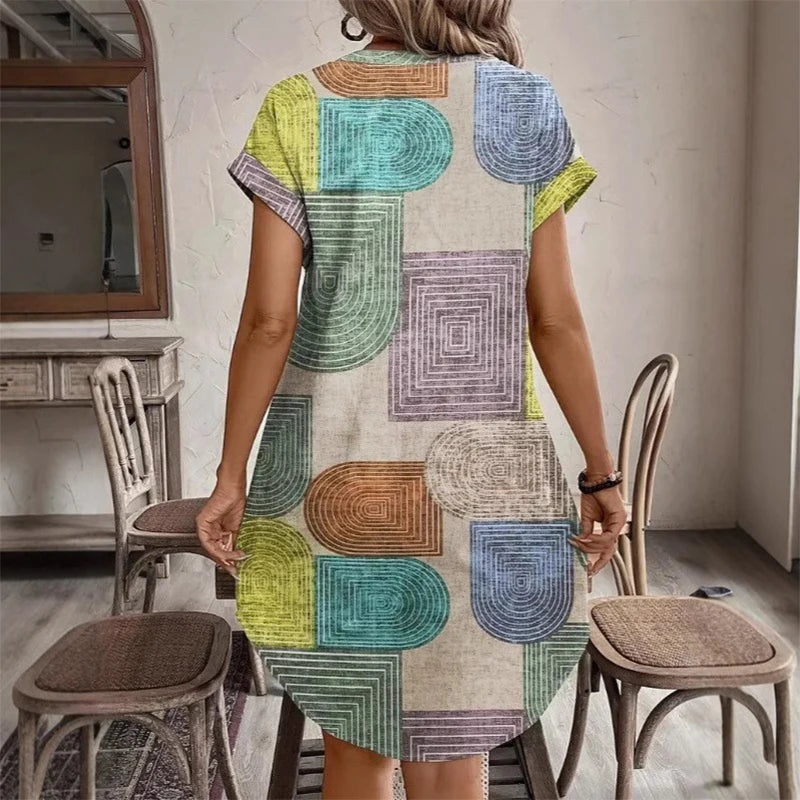 Vestido Summer Geo – Elegância & Movimento