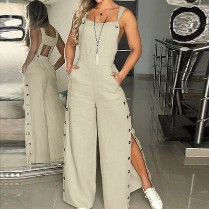 Macacão Feminino de Verão – Sem Mangas com Pernas Amplas