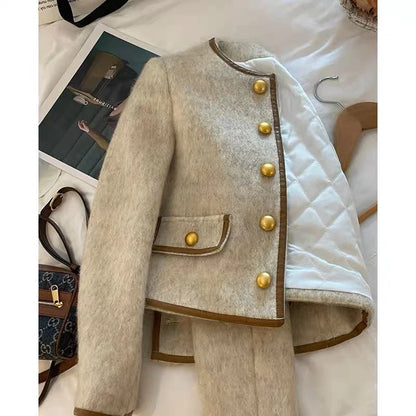 French Chic Coat – Gold Buttons & Slim Elegance