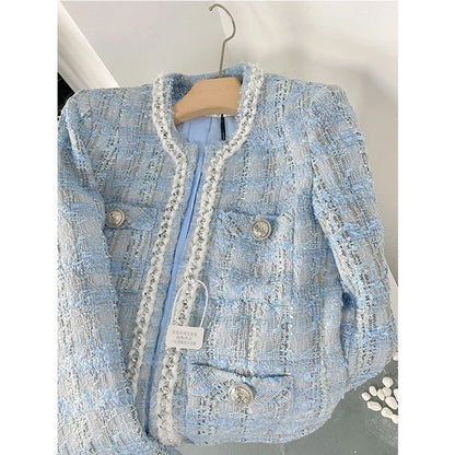 Checkered Tweed Blazer – Elegant Tailoring