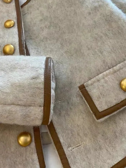 French Chic Coat – Gold Buttons & Slim Elegance