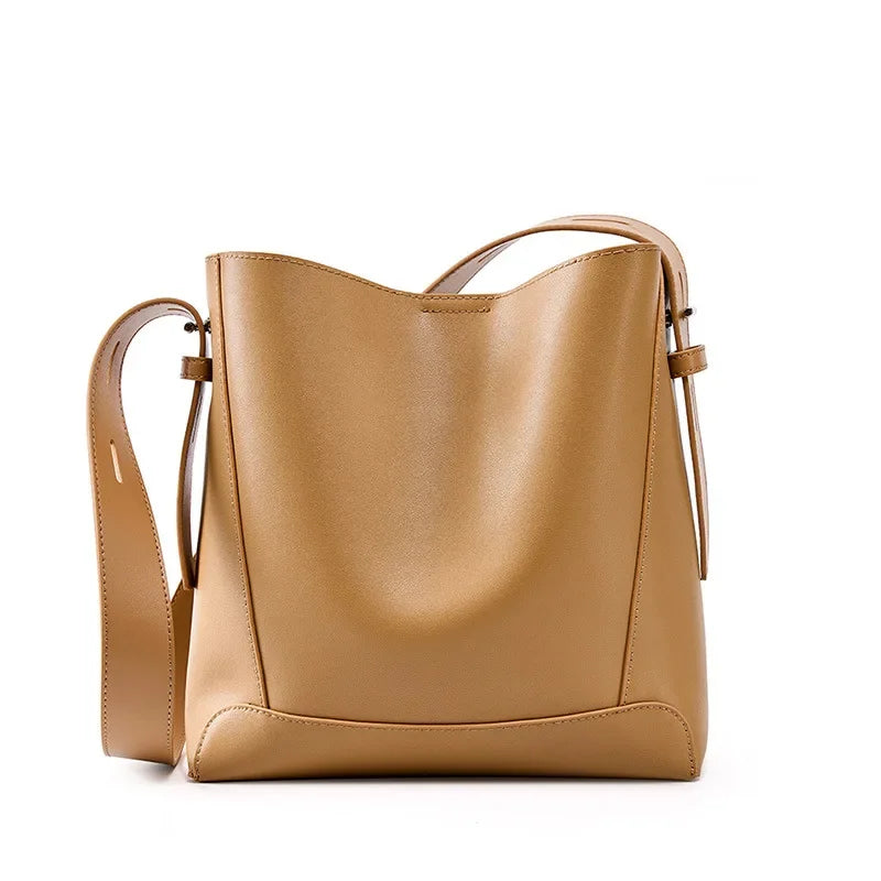 Bolsa Feminina Shoulder em Couro Legítimo – Grande Capacidade
