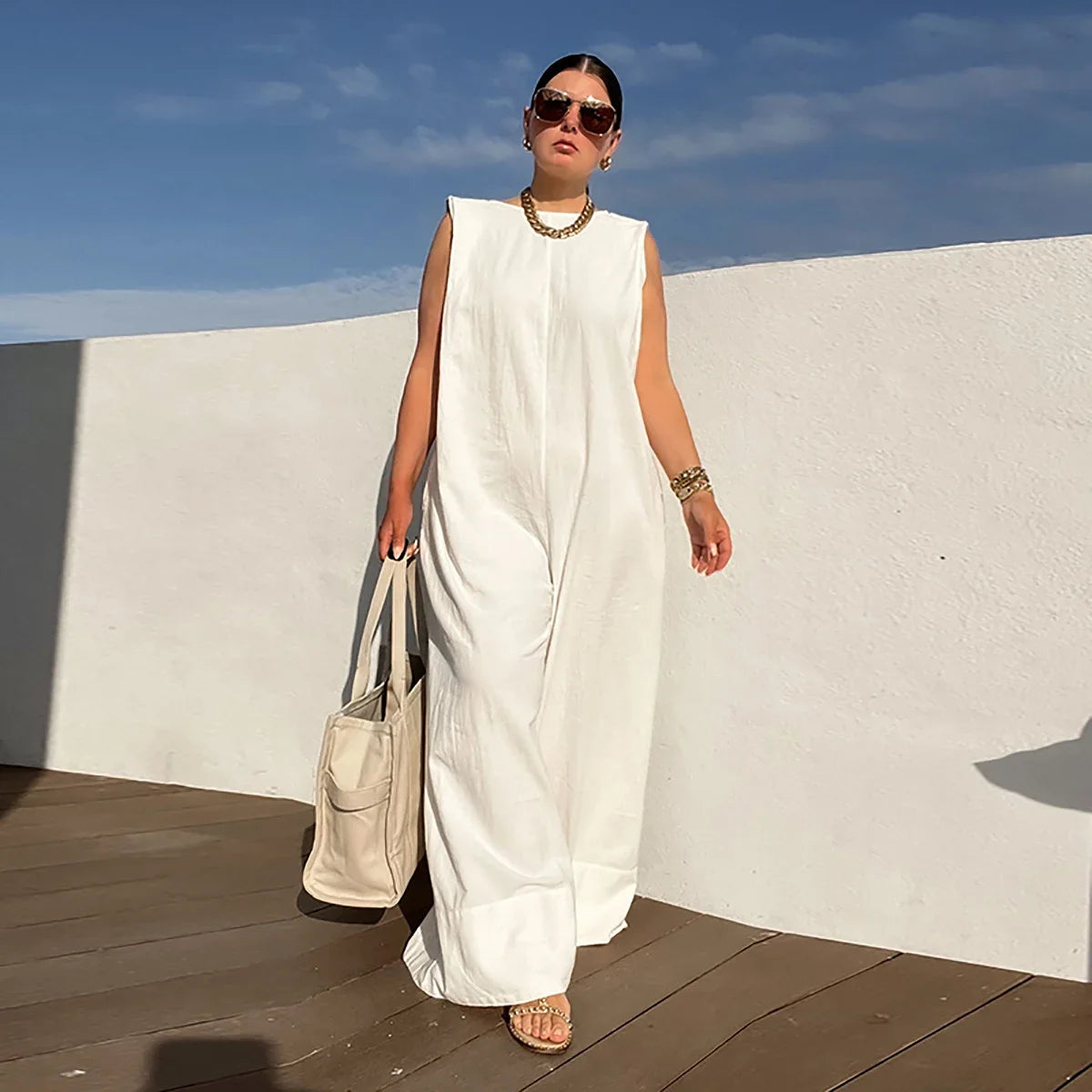 Women's Sleeveless Loose-Fit Jumpsuit – Casual Chic Style