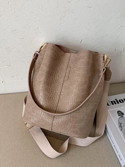 Women's Textured Croco Bag – Large Crossbody &amp; Shoulder Bag