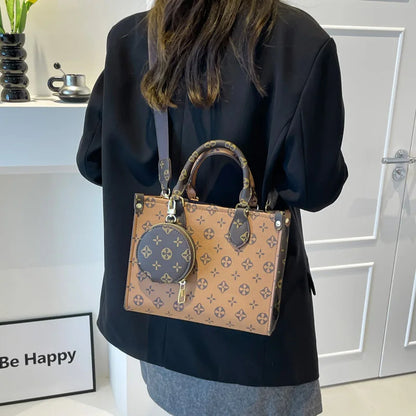 Bolsa Feminina Tote Estampada de Grande Capacidade – Bucket/Shoulder Versátil para o Trabalho e Cotidiano