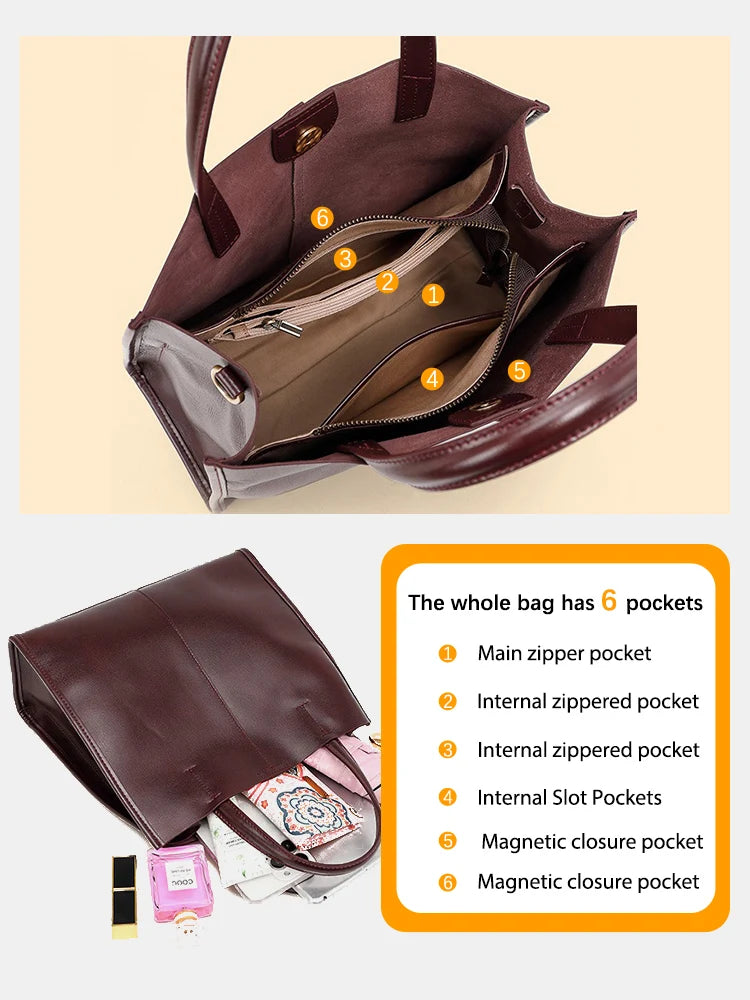 Bolsa Zency em Couro Legítimo – Shopper & Crossbody Vintage