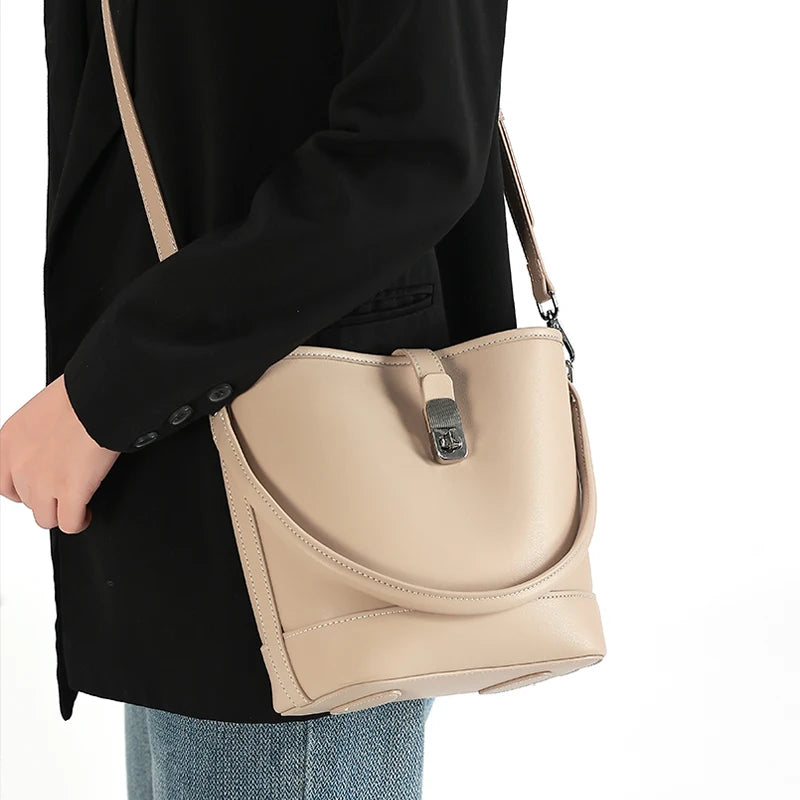 Women's Genuine Leather Bucket Bag