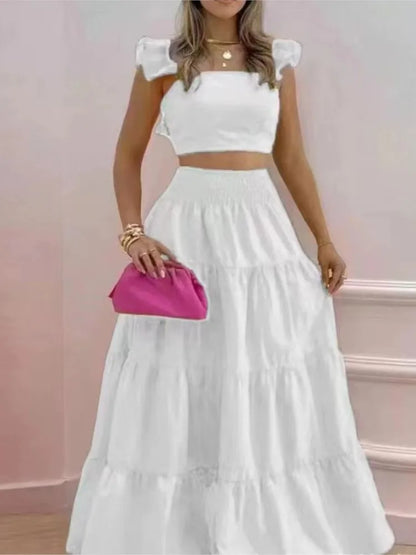 Conjunto Feminino Elegante – Top Solto & Vestido Maxi