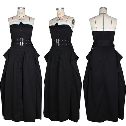 Vestido Trench Feminino MaxI – Sem Mangas, Cinto Duplo, Botão Único