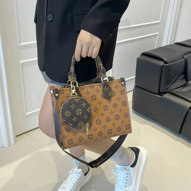 Bolsa Feminina Tote Estampada de Grande Capacidade – Bucket/Shoulder Versátil para o Trabalho e Cotidiano