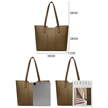 Bolsa Feminina Bucket de Cor Sólida – Tote & Transversal em Couro Macio com Alta Capacidade