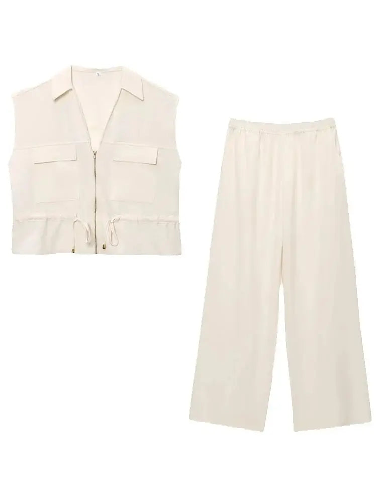 Conjunto Feminino 2 Peças Safari – Top Estilo & Calça Cintura Elástica