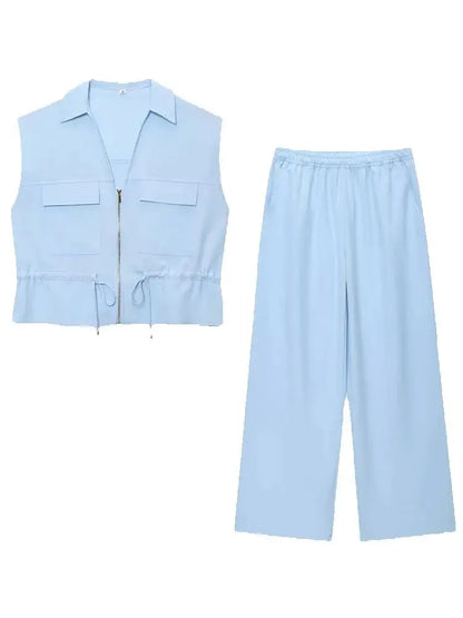 Conjunto Feminino 2 Peças Safari – Top Estilo & Calça Cintura Elástica
