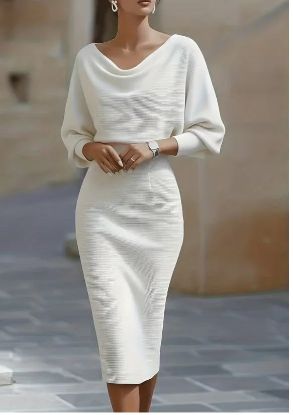 Elegant Midi Dress – High Waist & 7/8 Sleeve