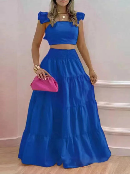 Conjunto Feminino Elegante – Top Solto & Vestido Maxi