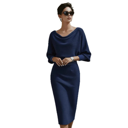 Elegant Midi Dress – High Waist & 7/8 Sleeve