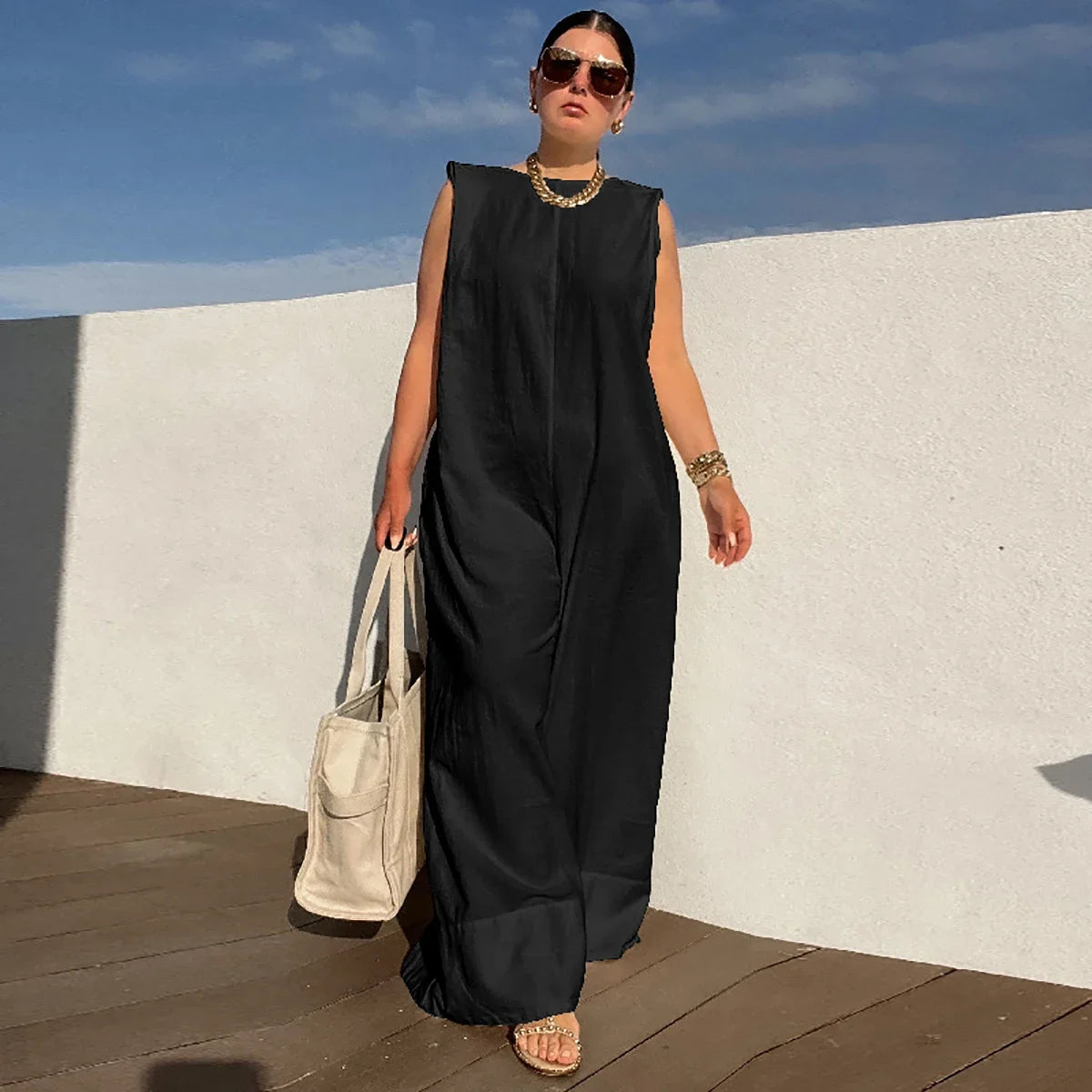 Women's Sleeveless Loose-Fit Jumpsuit – Casual Chic Style