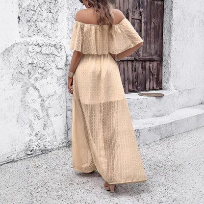 Vestido Feminino Boho Elegante – Manga Curta com Babados