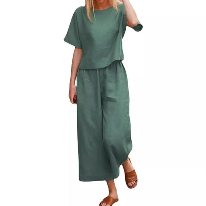 Conjunto Plus Size Algodão & Linho – Camisa + Calça Solta
