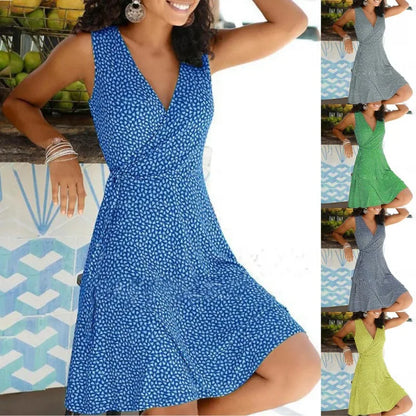 Vestido Midi Floral Plus Size – Decote V, Manga Capa, Modelagem A-Line