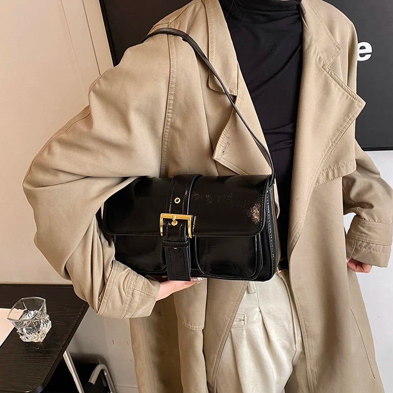 Conjunto 2 Peças Pouch & Clutch – Vintage PU Leather com Corrente para Ombro/Transversal