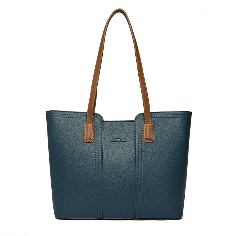 Bolsa Feminina Bucket de Cor Sólida – Tote & Transversal em Couro Macio com Alta Capacidade